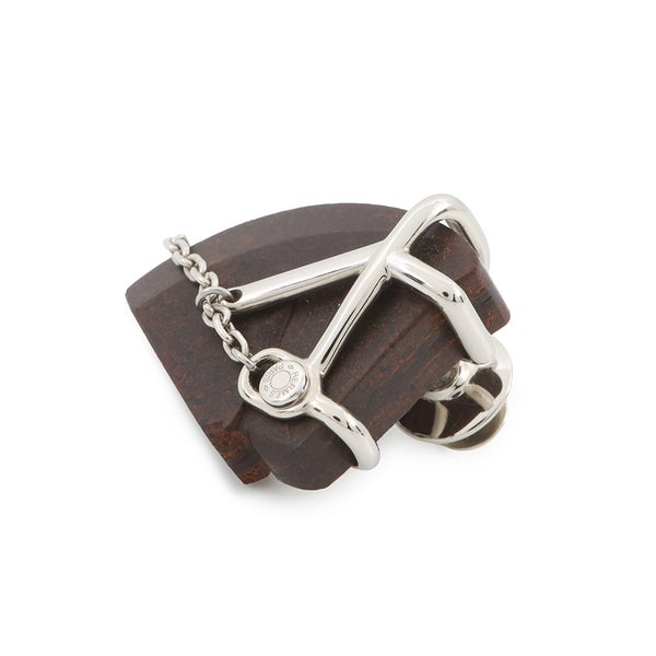 エルメス ブローチ シュヴァル ブラウン/シルバー金具 メタル/ヴュルカニウム HERMES