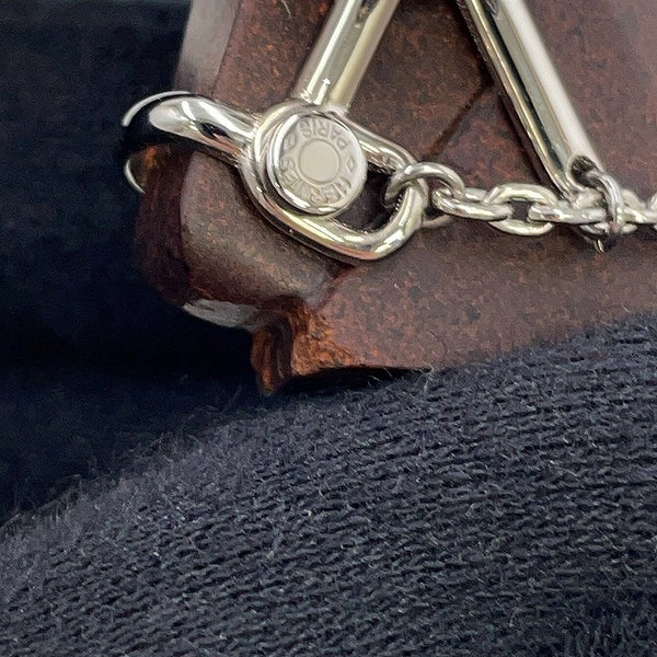 エルメス ブローチ シュヴァル ブラウン/シルバー金具 メタル/ヴュルカニウム HERMES