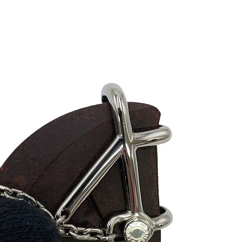 エルメス ブローチ シュヴァル ブラウン/シルバー金具 メタル/ヴュルカニウム HERMES