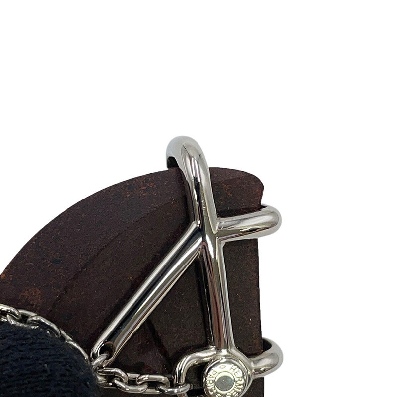 エルメス ブローチ シュヴァル ブラウン/シルバー金具 メタル/ヴュルカニウム HERMES