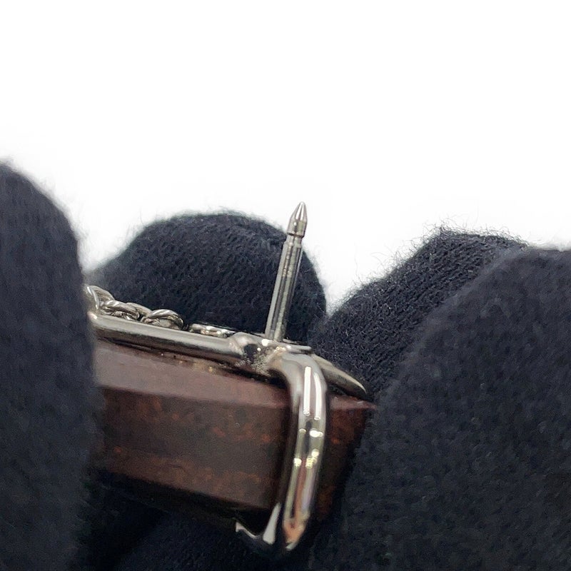 エルメス ブローチ シュヴァル ブラウン/シルバー金具 メタル/ヴュルカニウム HERMES