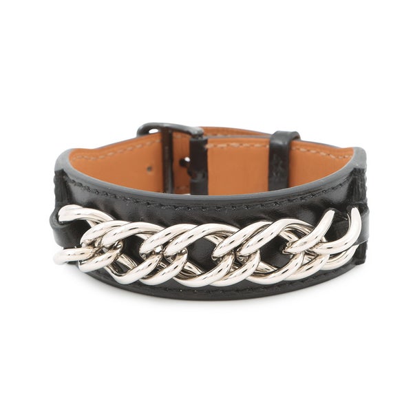 エルメス ブレスレット レニー ブラック/ブラック金具/シルバー金具 ボックスカーフ K刻印 HERMES サイズT4 黒