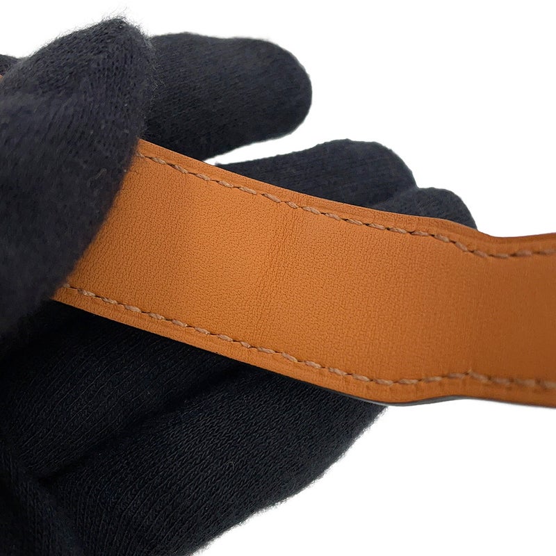 エルメス ブレスレット レニー ブラック/ブラック金具/シルバー金具 ボックスカーフ K刻印 HERMES サイズT4 黒