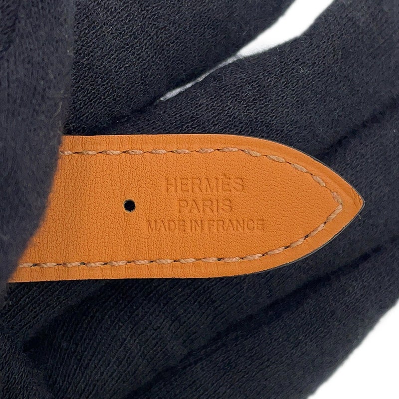 エルメス ブレスレット レニー ブラック/ブラック金具/シルバー金具 ボックスカーフ K刻印 HERMES サイズT4 黒