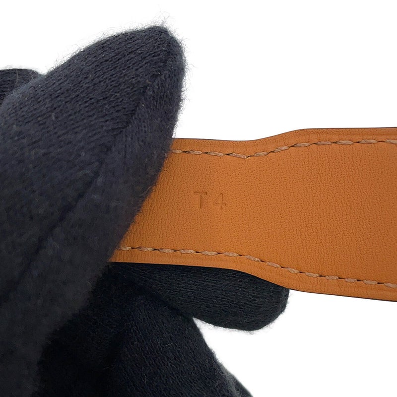 エルメス ブレスレット レニー ブラック/ブラック金具/シルバー金具 ボックスカーフ K刻印 HERMES サイズT4 黒