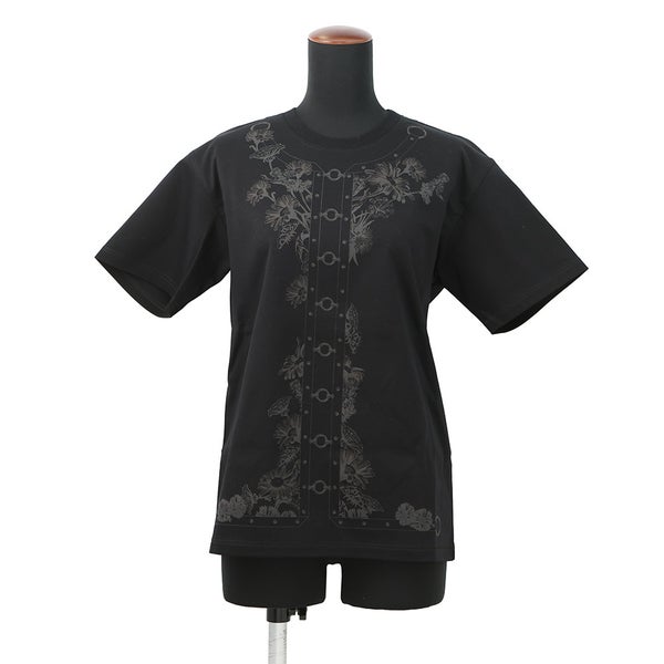 エルメス Tシャツ カルトゥッシュ コットン レディースサイズ34 HERMES マキシTシャツ 半袖 黒