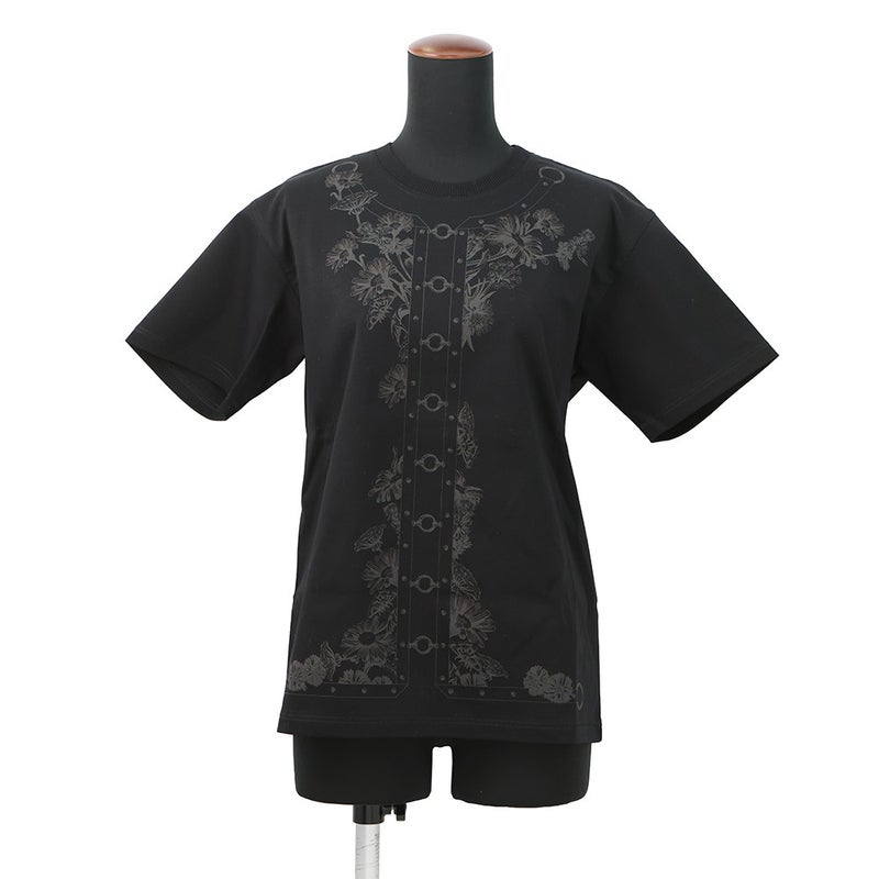 エルメス Tシャツ カルトゥッシュ コットン レディースサイズ34 HERMES マキシTシャツ 半袖 黒