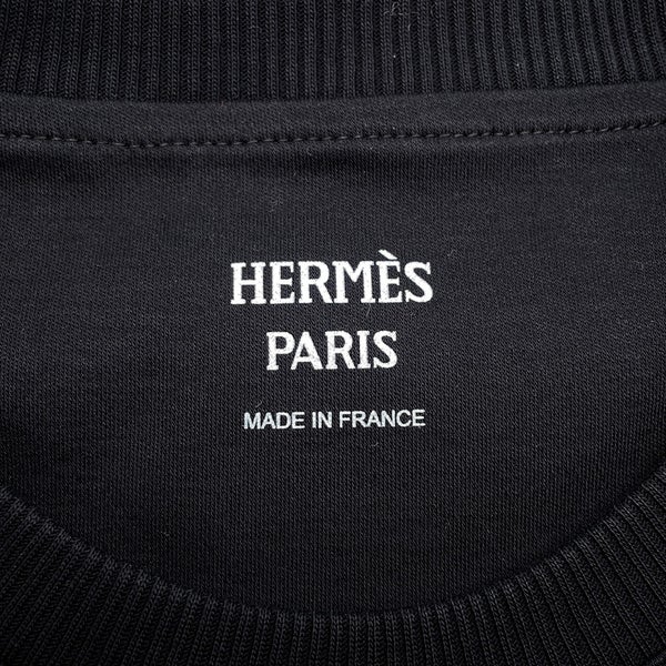 エルメス Tシャツ カルトゥッシュ コットン レディースサイズ34 HERMES マキシTシャツ 半袖 黒