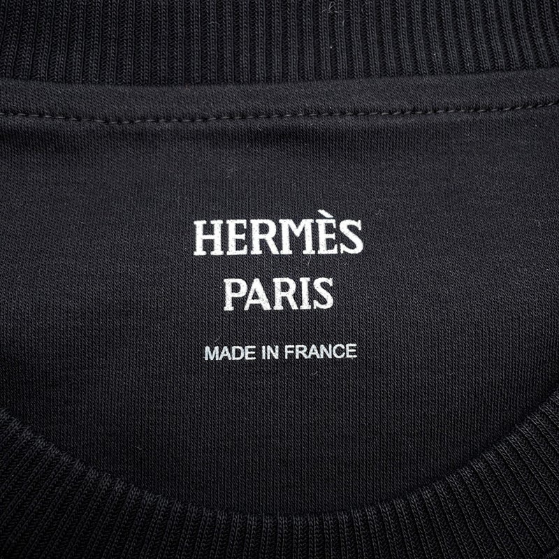 エルメス Tシャツ カルトゥッシュ コットン レディースサイズ34 HERMES マキシTシャツ 半袖 黒