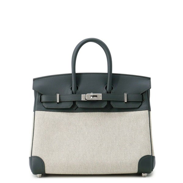 エルメス バーキン25 ヴェールマングローブ/エクリュ/シルバー金具 スイフト/トワルアッシュ K刻印 HERMES Birkin ハンドバッグ