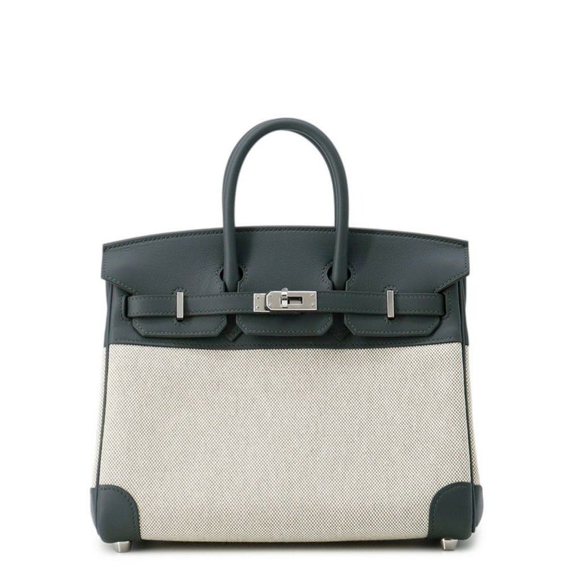 エルメス バーキン25 ヴェールマングローブ/エクリュ/シルバー金具 スイフト/トワルアッシュ K刻印 HERMES Birkin ハンドバッグ