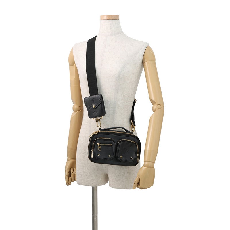 ルイヴィトン ショルダーバッグ モノグラム/カーフレザー ユーティリティ・クロスボディ M80450 ヴィトン ブラック 黒