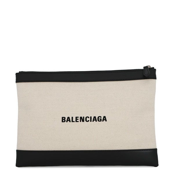 バレンシアガ クラッチバッグ ネイビー クリップ レザー レザー/キャンバス 373834 BALENCIAGA バッグ ポーチ