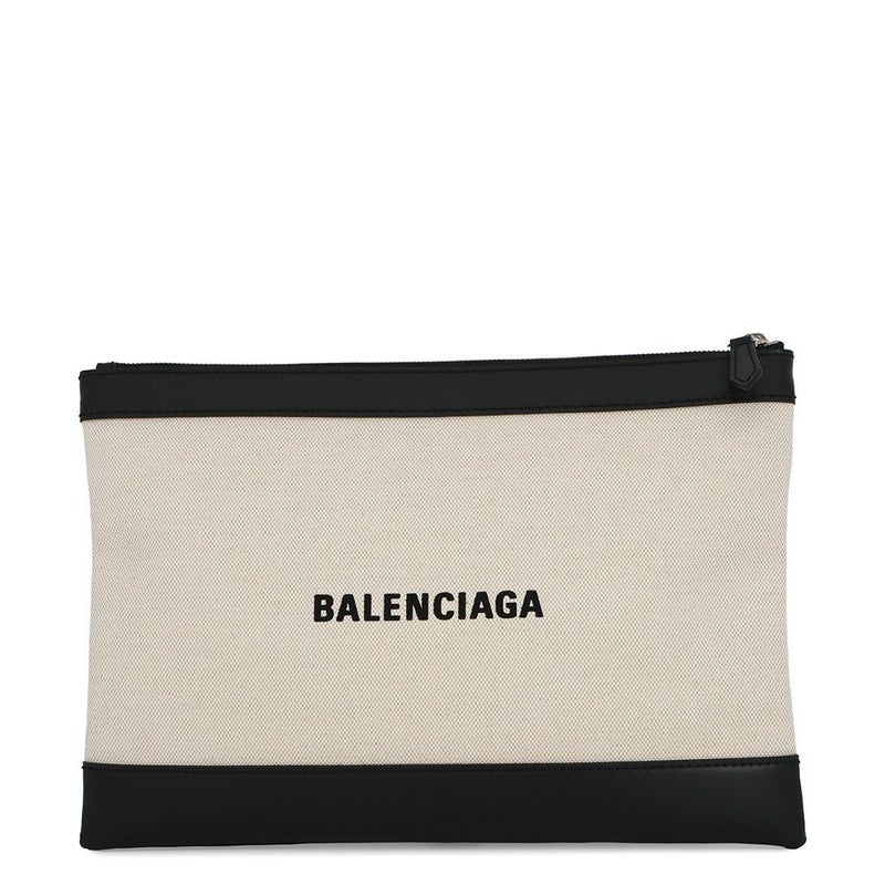 バレンシアガ クラッチバッグ ネイビー クリップ レザー レザー/キャンバス 373834 BALENCIAGA バッグ ポーチ