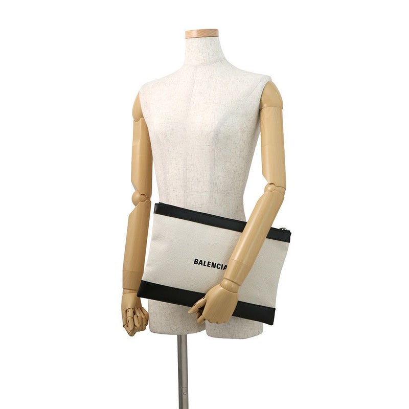 バレンシアガ クラッチバッグ ネイビー クリップ レザー レザー/キャンバス 373834 BALENCIAGA バッグ ポーチ