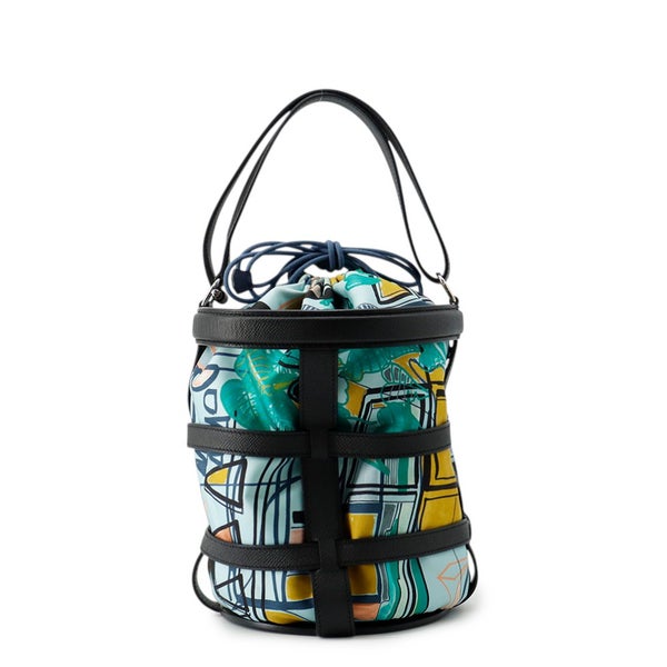 エルメス ハンドバッグ ミュザルディーヌ ブラック/マルチカラー/シルバー金具 エプソン/シルク X刻印 HERMES バッグ 黒