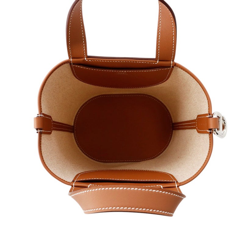 エルメス トートバッグ インザループ 18 ゴールド/エクリュ/シルバー金具 トワルアッシュ/スイフト B刻印