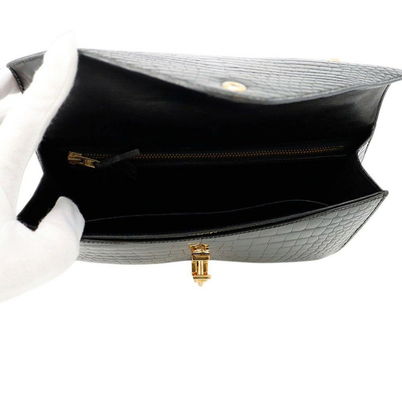 エルメス チェーンショルダーバッグ アルカザール ブラック/ゴールド金具 クロコダイル 黒