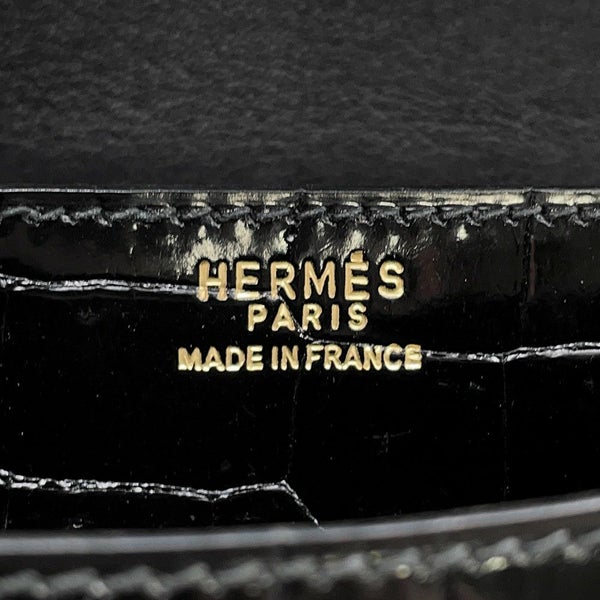 エルメス チェーンショルダーバッグ アルカザール ブラック/ゴールド金具 クロコダイル 黒