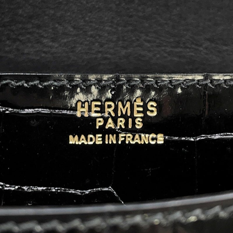 エルメス チェーンショルダーバッグ アルカザール ブラック/ゴールド金具 クロコダイル 黒