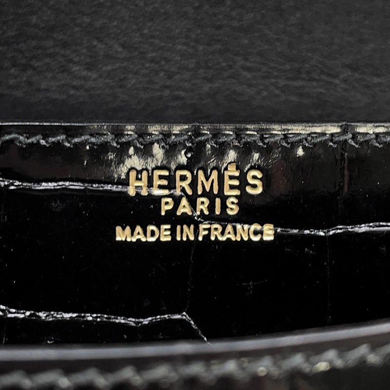 エルメス チェーンショルダーバッグ アルカザール ブラック/ゴールド金具 クロコダイル 黒