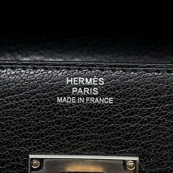 エルメス 長財布 ケリーポケット ロング ブラック/エレクトラム金具 シェブルシャムキラ W刻印 黒