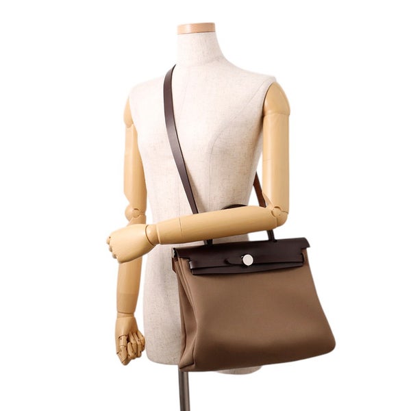 エルメス エールバッグジップPM ルトゥルネ エトゥープ/エベンヌ/シルバー金具 トワルオフィシエ/ヴァッシュハンター W刻印