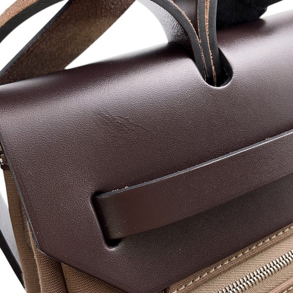 エルメス エールバッグジップPM ルトゥルネ エトゥープ/エベンヌ/シルバー金具 トワルオフィシエ/ヴァッシュハンター W刻印