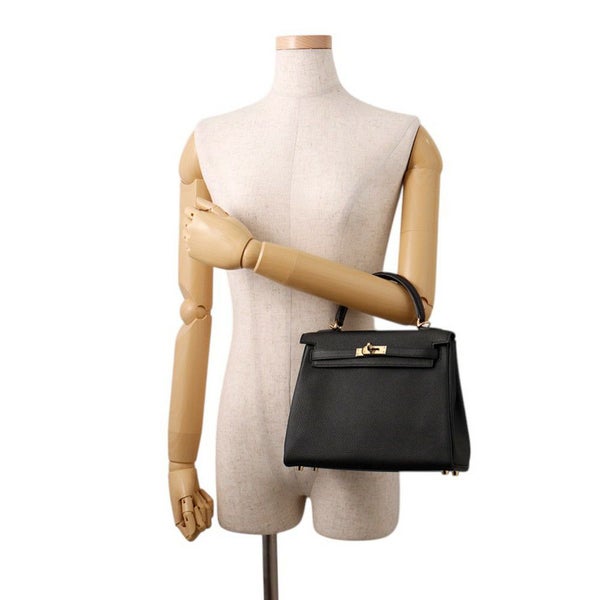 エルメス ハンドバッグ ケリー25 内縫い ブラック/ゴールド金具 トゴ W刻印 ２wayショルダー 黒