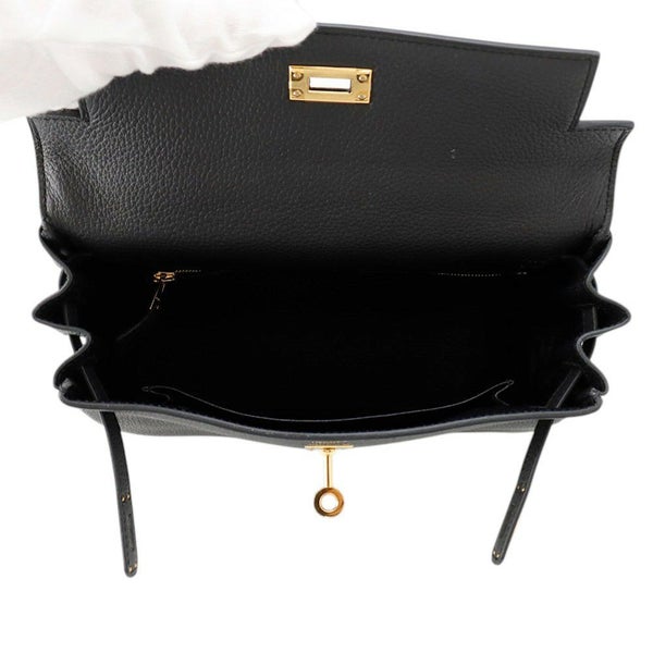 エルメス ハンドバッグ ケリー25 内縫い ブラック/ゴールド金具 トゴ W刻印 ２wayショルダー 黒