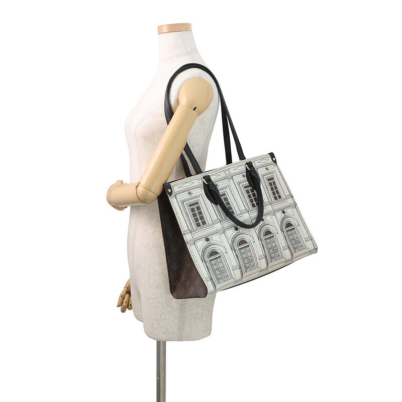 ルイヴィトン トートバッグ モノグラム オンザゴーMM  LV × Fornasetti M59264 2way ショルダーバッグ フォルナセッティ 白