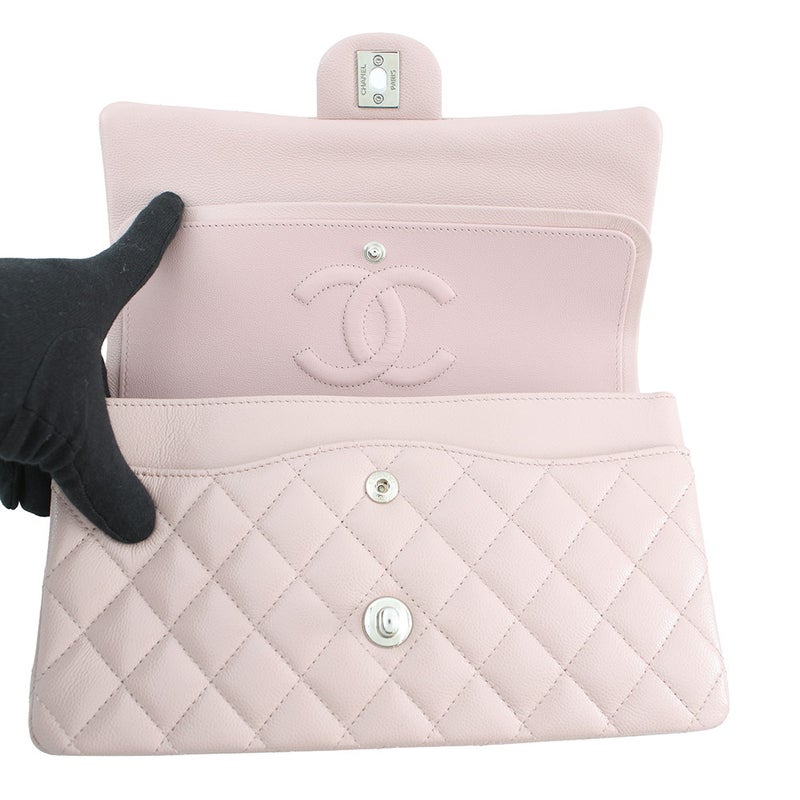 シャネル チェーンショルダーバッグ マトラッセ25 ココマーク キャビアスキン ダブルチェーン A01112 CHANEL