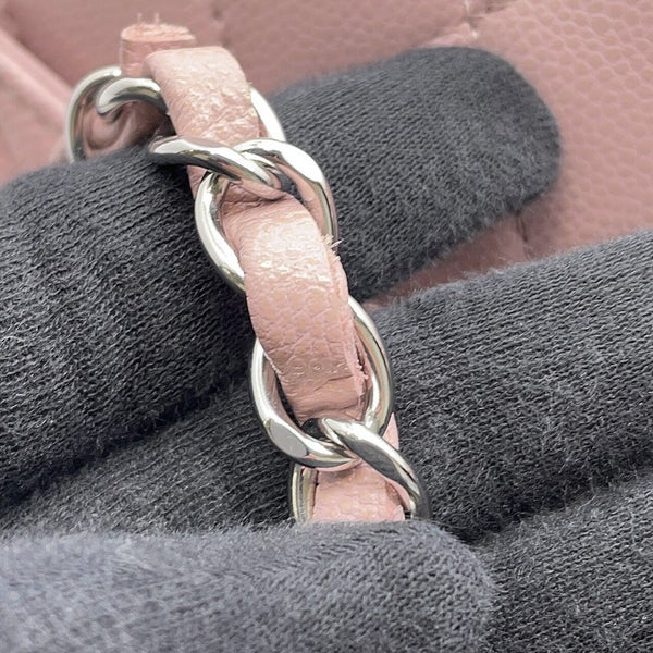 シャネル チェーンショルダーバッグ マトラッセ25 ココマーク キャビアスキン ダブルチェーン A01112 CHANEL