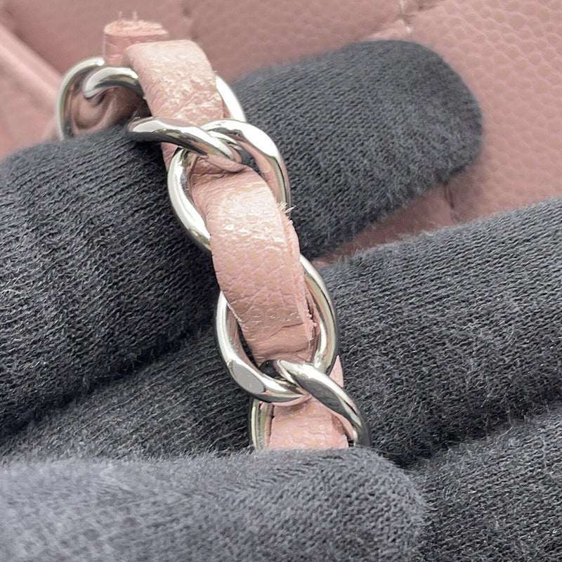 シャネル チェーンショルダーバッグ マトラッセ25 ココマーク キャビアスキン ダブルチェーン A01112 CHANEL