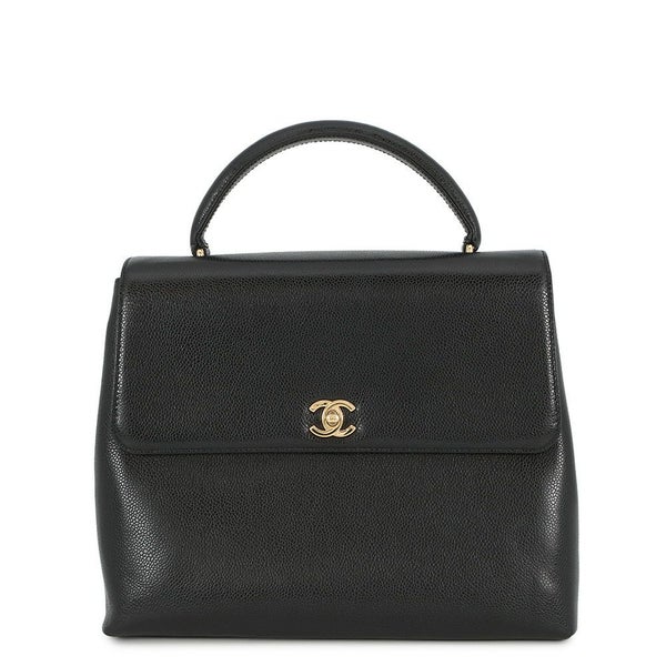 シャネル ハンドバッグ ココマーク トップハンドル キャビアスキン CHANEL 黒