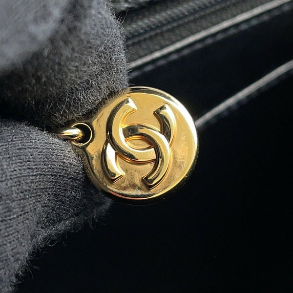 シャネル ハンドバッグ ココマーク トップハンドル キャビアスキン CHANEL 黒