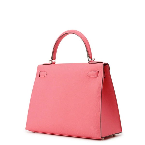 エルメス ハンドバッグ ケリー28 外縫い ローズアザレ/シルバー金具 エプソン D刻印 ２wayショルダー