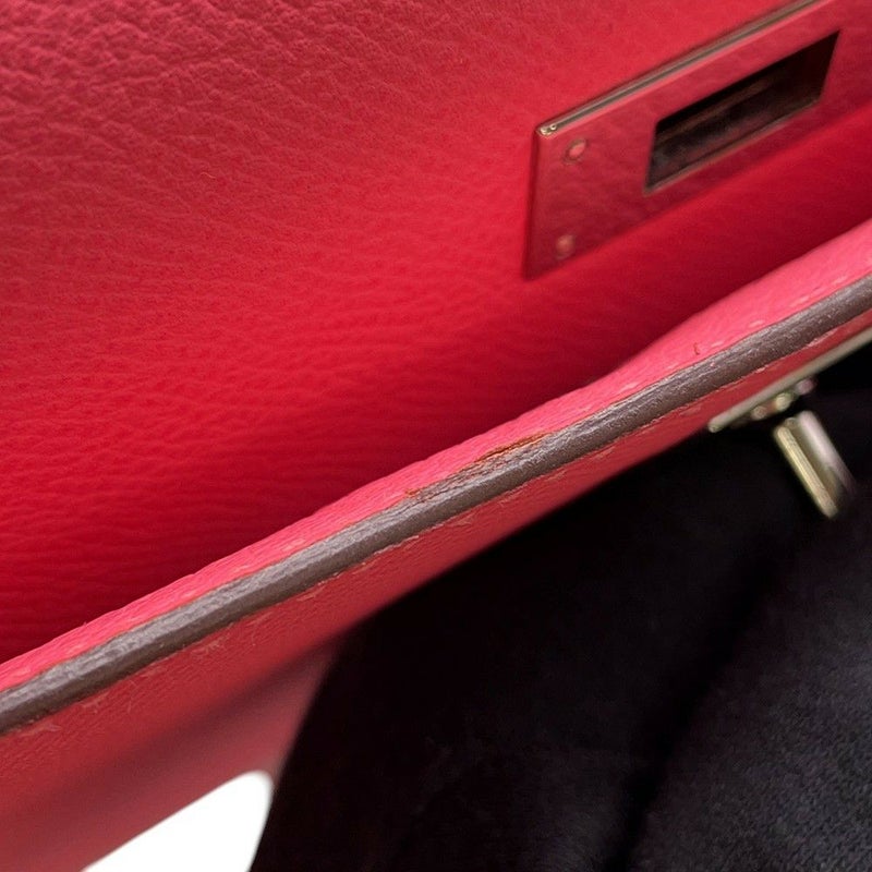 エルメス ハンドバッグ ケリー28 外縫い ローズアザレ/シルバー金具 エプソン D刻印 ２wayショルダー