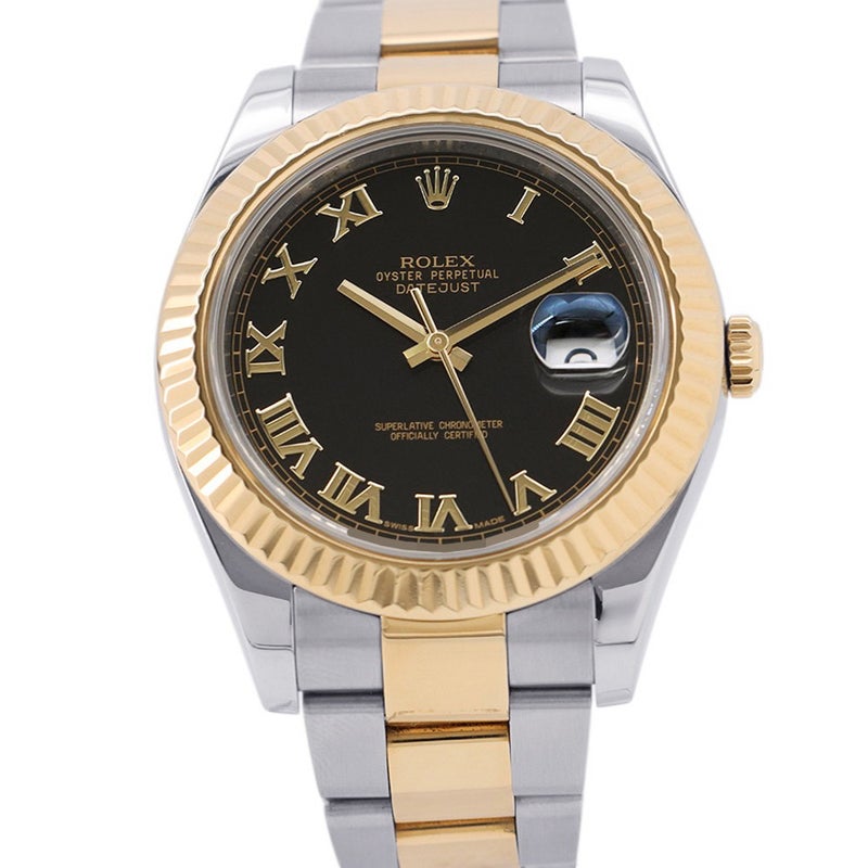 ロレックス デイトジャスト II ランダムシリアル ルーレット SS/K18YG 116333 ROLEX 腕時計 黒文字盤