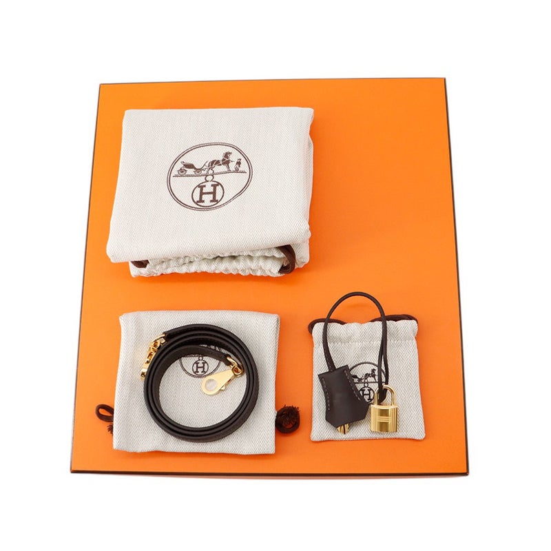 エルメス ハンドバッグ ケリー28 外縫い モカ/エクリュ/ゴールド金具 スイフト/トワルアッシュ K刻印 ２wayショルダー