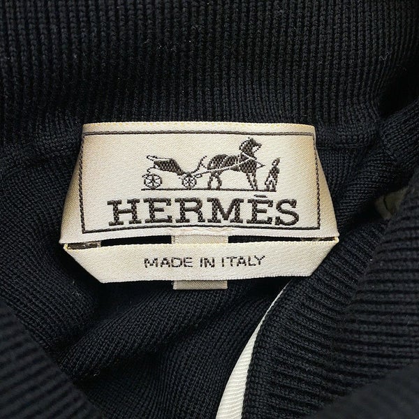 エルメス ニット タートルネック セーター Soie decadree ウール メンズサイズL HERMES 黒 トップス