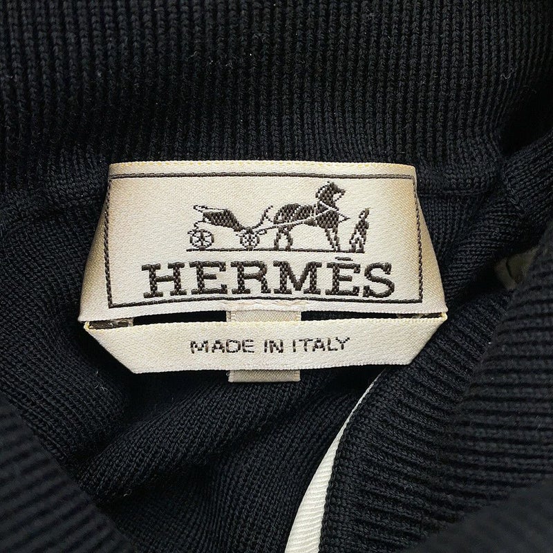 エルメス ニット タートルネック セーター Soie decadree ウール メンズサイズL HERMES 黒 トップス