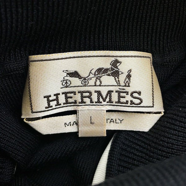 エルメス ニット タートルネック セーター Soie decadree ウール メンズサイズL HERMES 黒 トップス