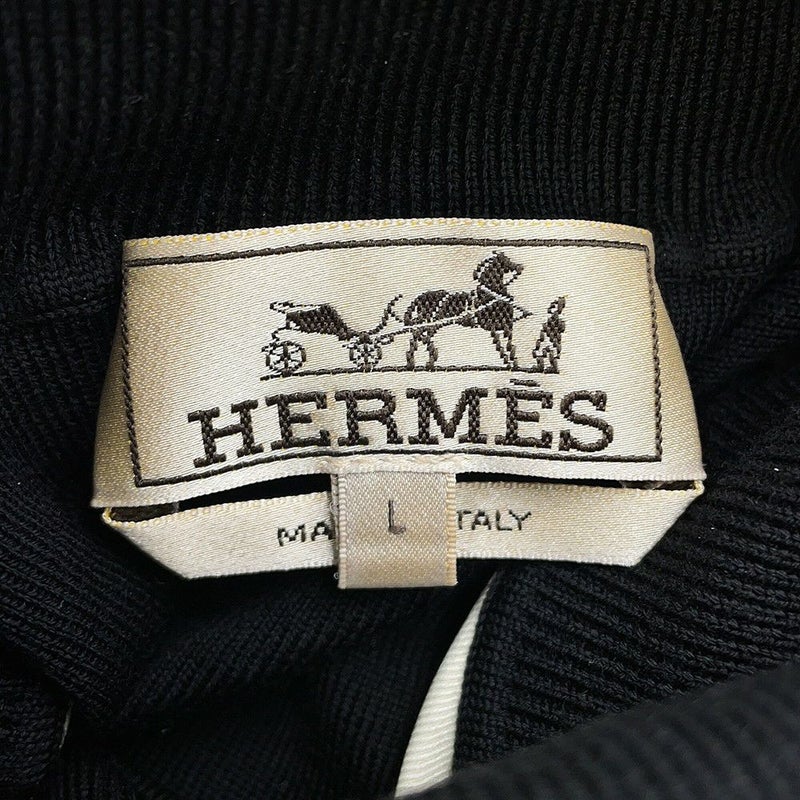 エルメス ニット タートルネック セーター Soie decadree ウール メンズサイズL HERMES 黒 トップス