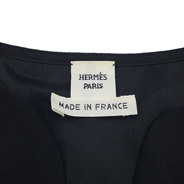 エルメス ワンピース 刺繍 ロングワンピース シルク レディースサイズ34 HERMES 黒