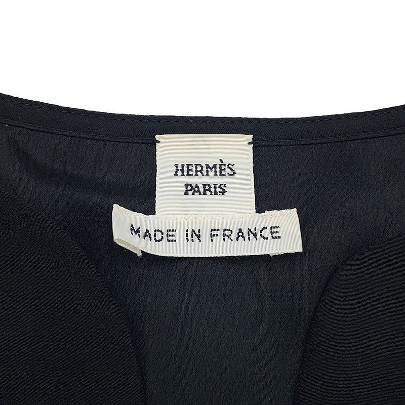 エルメス ワンピース 刺繍 ロングワンピース シルク レディースサイズ34 HERMES 黒