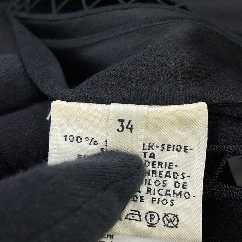 エルメス ワンピース 刺繍 ロングワンピース シルク レディースサイズ34 HERMES 黒