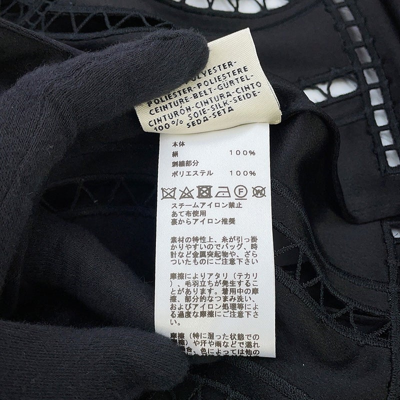 エルメス ワンピース 刺繍 ロングワンピース シルク レディースサイズ34 HERMES 黒