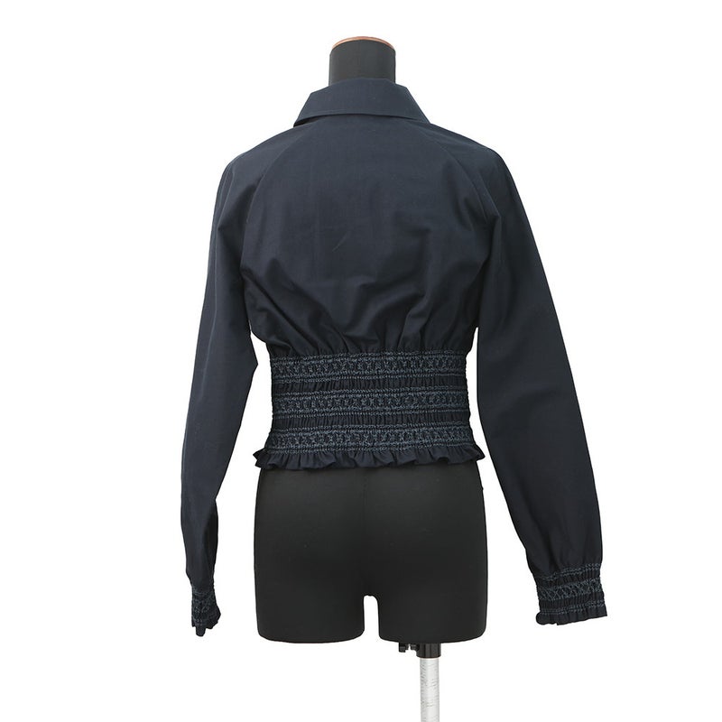 エルメス ジャケット Veste taille brodee a smocks シャツ ジャケット コットン レディースサイズ34 HERMES