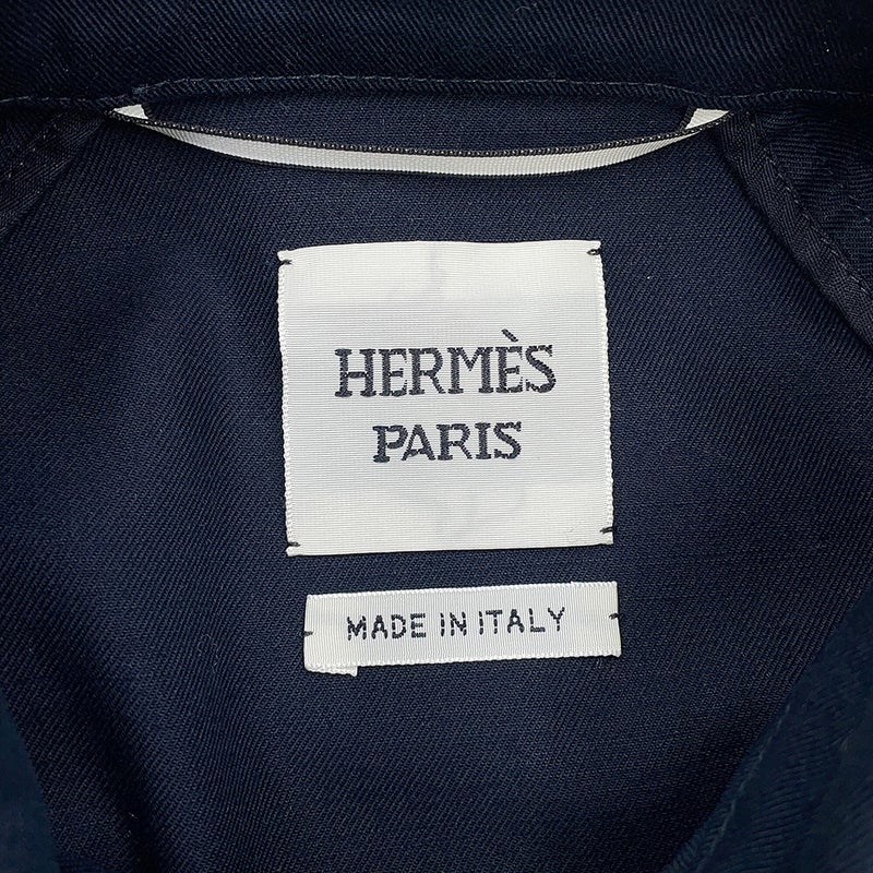 エルメス ジャケット Veste taille brodee a smocks シャツ ジャケット コットン レディースサイズ34 HERMES